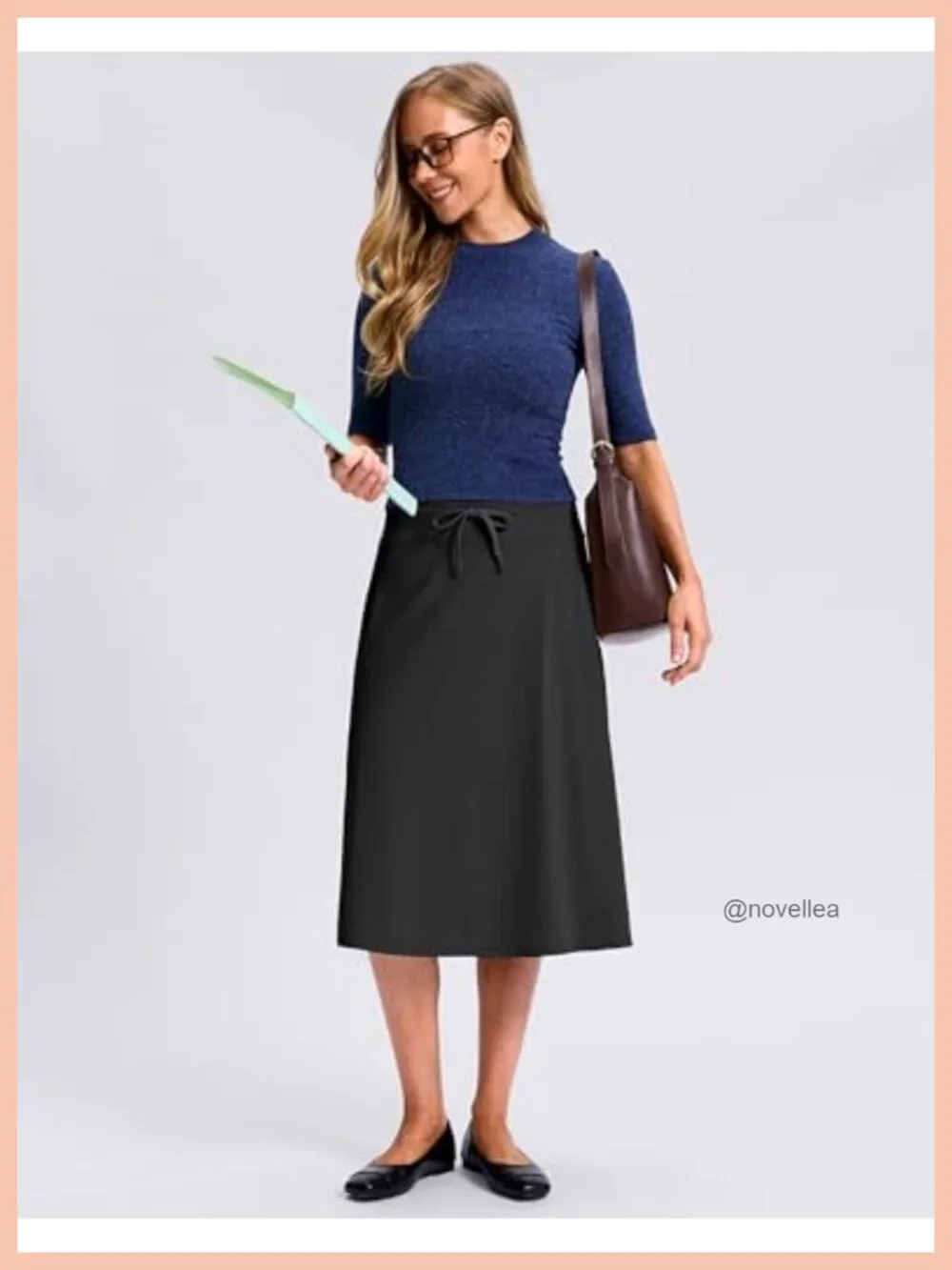 High Waisted Midi Skorts for Women with Pockets Built-in Shorts Lightweight